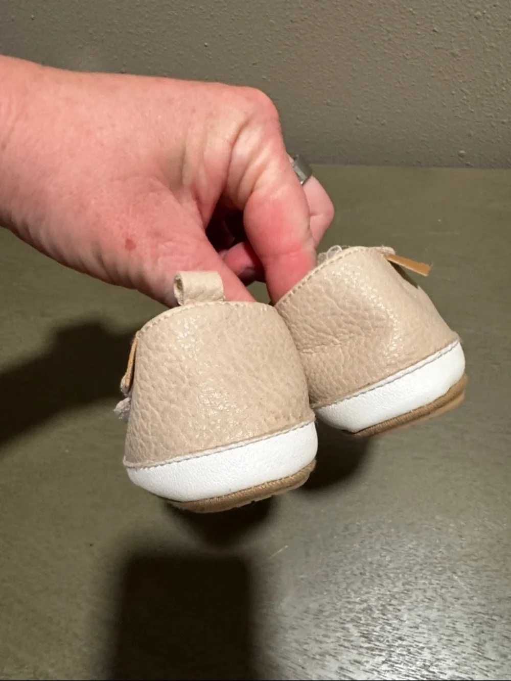Soft Beige Baby Walker Shoes with Double Velcro Straps size 12